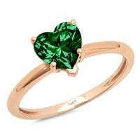 2. CT Sjajno srce Clear Simulirani dijamant 18K ružičasto zlato pasijans prsten sz 10