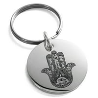 Lotus od nehrđajućeg čelika Hamsa ruka Fatime ugravirana malog medaljon krug charm privjesak za ključeve