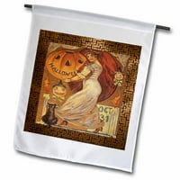 3Droza Vintage Halloween Lady Holding Jack O Lantern - Zastava bašte, prema