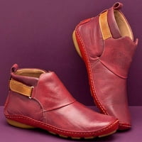 TAWOP FALL COATS za žene Ženske čizme za gležnjeve žene Ženske čizme za gležnjeve Zimske ženske gležnjače okrugle nožne cipele s niskim klinom povremene cipele crvene cipele crvene 6,5