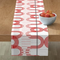 Pamučni saten stol trkač, 90 - Bauhaus Geometrijski ružičasti sivi apstraktni moderni crveni sredini stoljeć Ispiši prilagođenu stolu posteljinu od kašičice