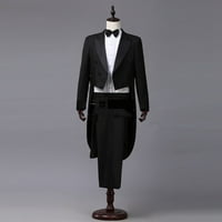 Ecqkame Muška haljina Tuxedo Clearence Site Mens Stage Prom Suits Performance Odjeća Magičar Faza Performanse odjeću Četverodijelno odijelo Black L