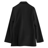 Vivianyo HD žene kaputi jakne na prodaju i čišćenje modne žene Čvrsti dvostruki grudi bluza bluza tanka odjeća Blazer blesava crne boje