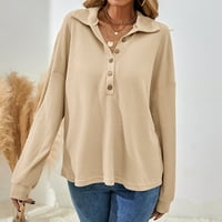 GUZOM džemper za žene na prodaju - džemperi za žene Trendy Solid gumb vrhovi novih dolazaka Khaki veličine