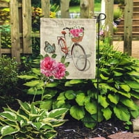 Kolaž Vintage ruže leptiri i biciklistički bicikl uzorak cvijet stari vrt zastava ukrasna zastava kuće