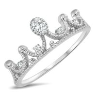 Sterling srebrni tiara krunski prsten