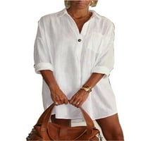 Enwejyy ženska modna pamučna ovratnik na dugih rukava sa dugim rukavima Ležerne košulje