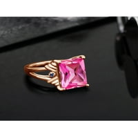 Gem Stone King 10. CT Pink Created Sapphire Blue Created Sapphire 18K Rose pozlaćeni srebrni prsten