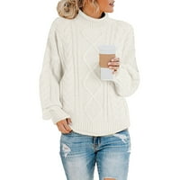 Elegantna ženska džemper vrhovi dame debele linije polumjer džemper od pune boje modni ležerni pleteni džemper