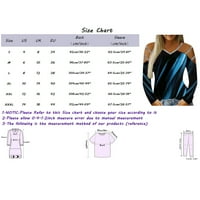 Žene T majice Loop Fit Top Line Contrast Ispis Pozicija V-izrez za bluze s dugim rukavima Žene Thirs