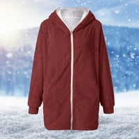 Entyinea Plus size Zimski kaputi za žene Ležerne prilične zimske duge rever Ispis Cardigan kaput crveni