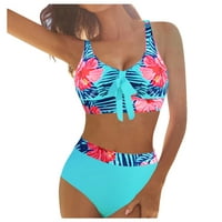 Tankini kupaći odijela za žene Žene Cvjetni print Push up dvodijelni bikinis kupaći kostimi ženski odjeća za kupalice plava + l