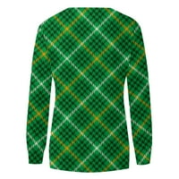 Zelena patchwork hoodie qwang ženska labava dukserica, dugi rukav vintage tiskani košulje za žene za