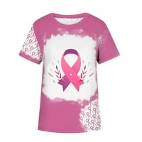 Majica za podizanje raka dojke za žene za žene kratki ružičasti ružičasti grafički grafički vrat Osnovna