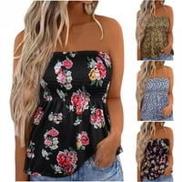 Vrhovi cijevi za žene Seksi namotač bez kaiševa Trendy Bandeau Cami Ispiranje Casual Comfy tenkovi za plažu, dom, odmor