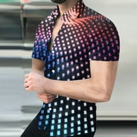 3D geometrijski uzorak mens gumb niz majice Ležerne prilike Ležerne prilike kratkih rukava Gradijent