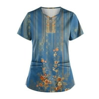 Ženske vrhove V-izrezane bluze Ležerne dame Ljeto kratki rukav modni plavi 4xl