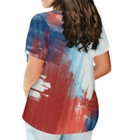 Ženska majica za zastavu o neovisnosti Plus veličine vrhova labava bluza okrugla vrata kratkih rukava
