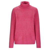 Fjofpr Ženski pad vrhova pulover džemperi za žene lagani pleteni džemper vrhovi čvrsti boju dugih rukava