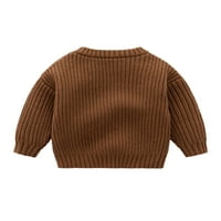 Neilla dječaci džemper pleteni pleteni džemperi Krew izrez Jumper Top novorođenčad Termičke pulover Djevojke Zimska toplo smeđa