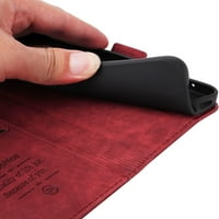 iPhone Pro novčanik futrola, PU kožna Folio Chickstand Card Card Slots Cover za iPhone Pro, rezervirajte sklopivi flip futrolu s odvojivim remen za zglob, zaštitni poklopac za iPhone Pro, crveni