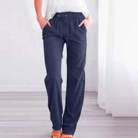 Asdoklhq ženske hlače plus veličine, modne žene casual pune boje elastične labave hlače ravno široke pantalone za noge