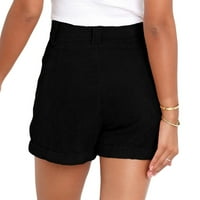 Ženske kratke hlače Solidni džep za ispis Sportski Hlače za vježbanje Crni XXL