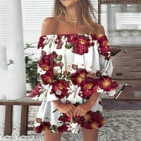 Zunfeo dame Ljetne haljine - Jedno ramenski dan zasebne poklon cvjetni ispisani kratki rukav seksi haljina