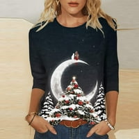 Cleance u iznosu od $ cotonie božićne rukave majice za žene ružna santa ispis srednje dužine pulover