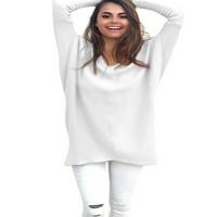 Ženske pulover pulover VODE VODE LAMIES casual ravnica pletene dugih rukava pletene vrećice veličine 2xl bijelo