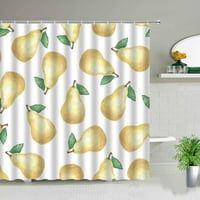 Crno bijele pruge za zavjese od limuna egzotične žute narančaste narančastog cvijeta ananasa Zeleno napuštaju ljetni voćni uzorak zaslon za kupaonicu