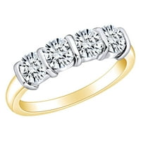 1. Karat Okrugli bijeli prirodni dijamantski kamen vječnosti vjenčani prsten za vjenčanje u 14K čvrstog