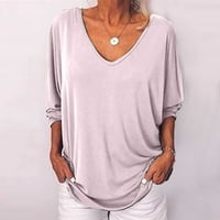 Ženska bluza Modni kratki rukovi Žene Ljetne tunike na vrhu V-izrez majica dolje 4xl
