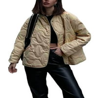 Ženska casual puffer podstavljena jakna dugih rukava puni zip podstavljeni zimski kaput sa džepovima