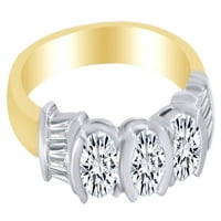 CT bijeli prirodni dijamantski rub prsten u 14K žuti zlatni prsten - 7