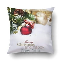 Xmas Božićni sastav sa snijegom i božićnim ukrasom sa uzorkom tekstualnog jastuka jastuk za jastuk