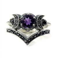 Tianlu Moon Ring Rhinestone prsten Vintage Style Everytity Angažiranje vjenčanog benda prstena nakit