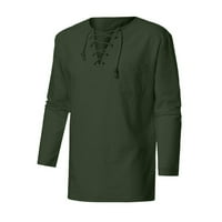 Guvpev muške proljeće ljeto Vintage Casual posteljina majica dugih rukava Top bluza - vojska zelena