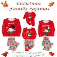 Porodica podudaranje božićne pidžame Postavite crtani snjegović print dugih rukava na vrhu labave pantalone