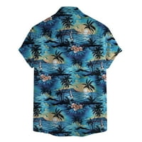 Clearance Muške majice Muška ljetna plaža casual havajski print plaže stil kratkih rukava Polo majica kratkih rukava MENS Tops Blue XL