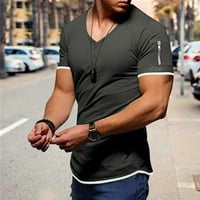 Muška ljetna modna casual čvrsta boja uboda za džepne majice džepna majica kratka rukava top bluza Toplinska