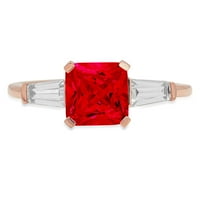 1.62ct Squared Smaragd Crveni simulirani ruby ​​14K ružičasti ružičasti zlatni graviranje Izjava godišnjica Angažovanje vjenčanog kamenog prstena veličine 8,75