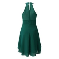 Baberdicy Jedrine haljine Žene Ljetni casual Solid Halter dugme iz vrata Šifon spajanje line haljina zelena 4xl