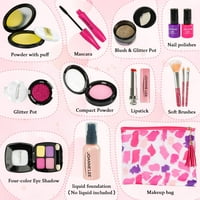 Pretvarajte se makeup kit igračke za djevojčice, čine set za malu princezu reprodukciju, dječje kozmetičke igračke, rođendanski pokloni sa kozmetičkom torbom za 3, 4, 5, 6, 7, godina starce djevojke