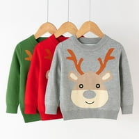 Djevojke DUHEATER-ovi Dječji djevojke Božićni jelen Ispis Topli pleteni džemper s dugim rukavima Xmas