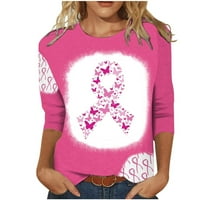 Košulje od raka dojke za žene modne ružičaste vrpce Print Crewneck majice rukava na klirensu