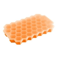 Silikonska ladica za kocku leda sa poklopcem, ledeno-kocke proizvođač narandžaste boje