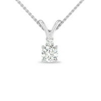 Carat 14k bijelo zlato okruglo Diamond Solitaire V-kaucija Privjesak za žene za žene