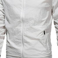 Symoidni muški kaputi i jakne - jakna casual sportove vjetrovito s kapuljačom sa kapuljačom bijeli xxl