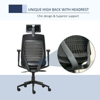 Podesiva ergonomska uredska stolica W 360 ° okretna baza, zvijezda točkovi, mrežasta leđa